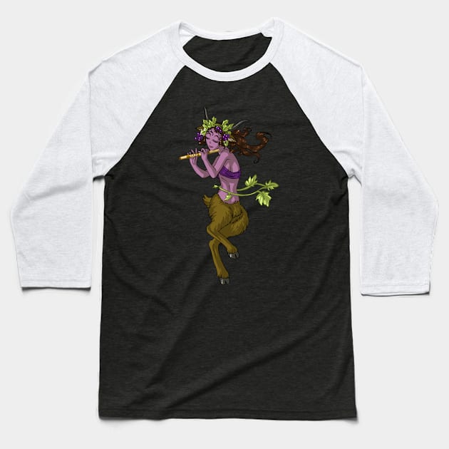 Dancing Female Satyr Playing Flute Girl MONSTER GIRLS Series I Baseball T-Shirt by angelasasser